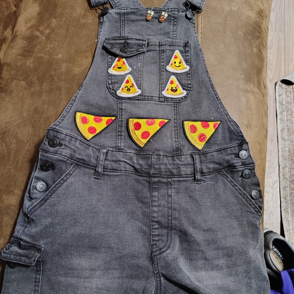 Wallflower Charcoal Overalls with Pizza Patches